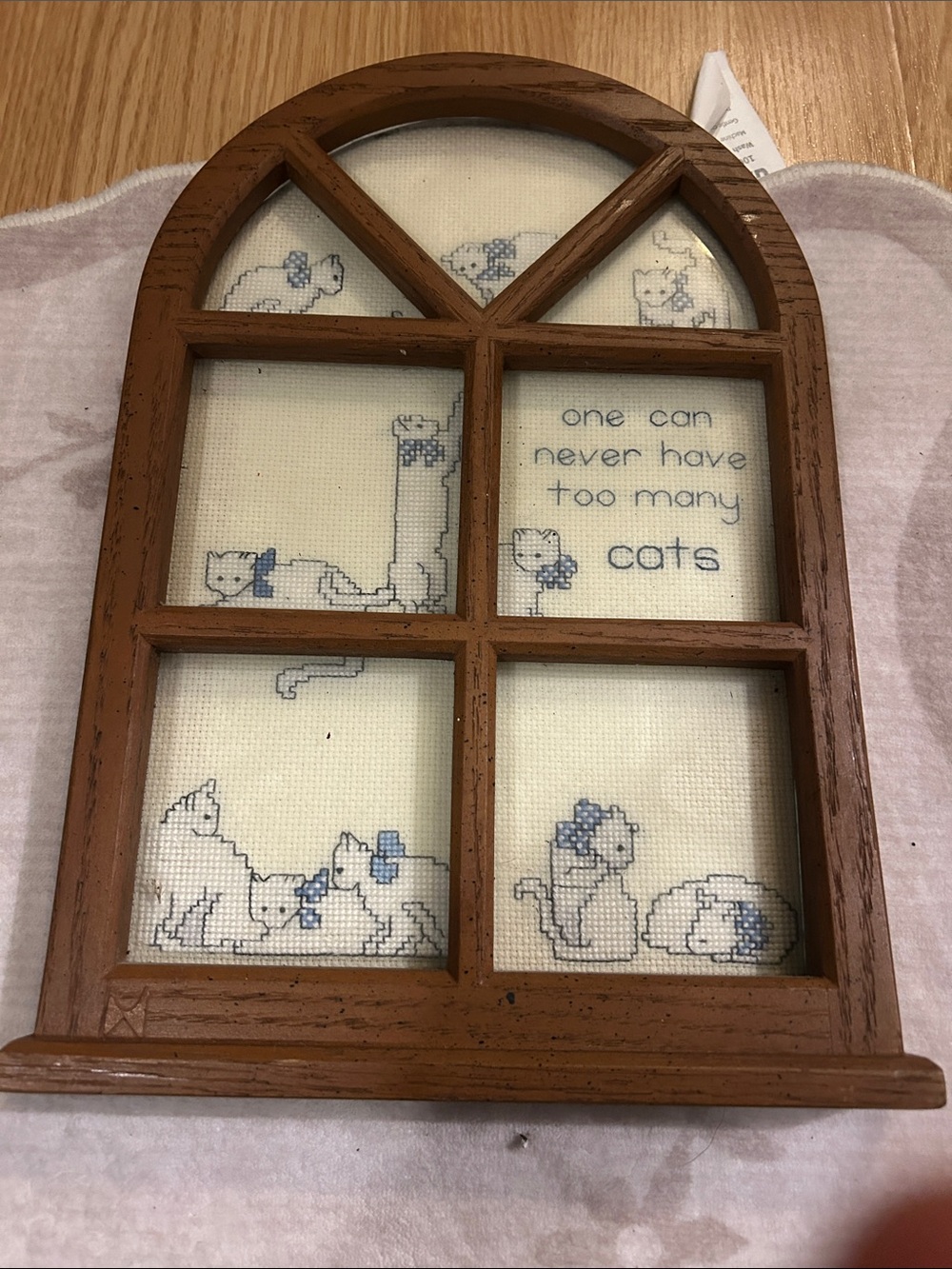 Brown Leeward’s Craft Bazaar Window-Style Cat Cross-Stitch Wall Art